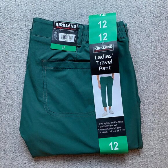 NWT Kirkland Signature Ladies' Stretch Travel Cropped Pant Capri, Green, Size 12 - Picture 2 of 2